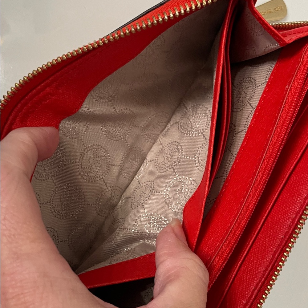 Michael Kors Bold Red Zip-Around Wallet - Picture 8 of 13